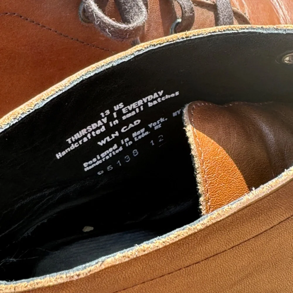 Thursday Boot Company Brown Leather Cap-Toe Lace-Up Boots
